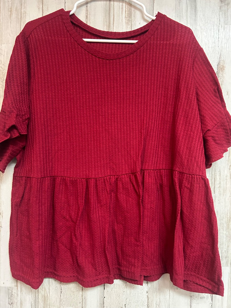 MAROON SHEIN WAFFLE KNIT TOP, LADIES 3X
