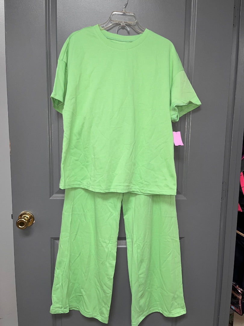 BRIGHT GREEN 2PC COTTON SET, LADIES L