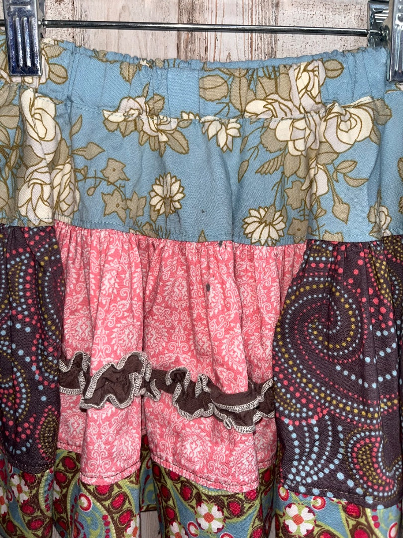 LIGHT BLUE/PINK MATILDA JANE FLOWER/DOT PRINT RUFFLE SKIRT, GIRL 2T