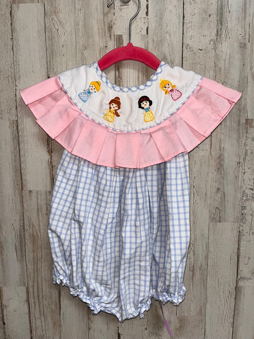 BLUE/PINK SWEET CAROLINA SMOCKS PRINCESS EMBROIDERED BUBBLE, GIRL 18M