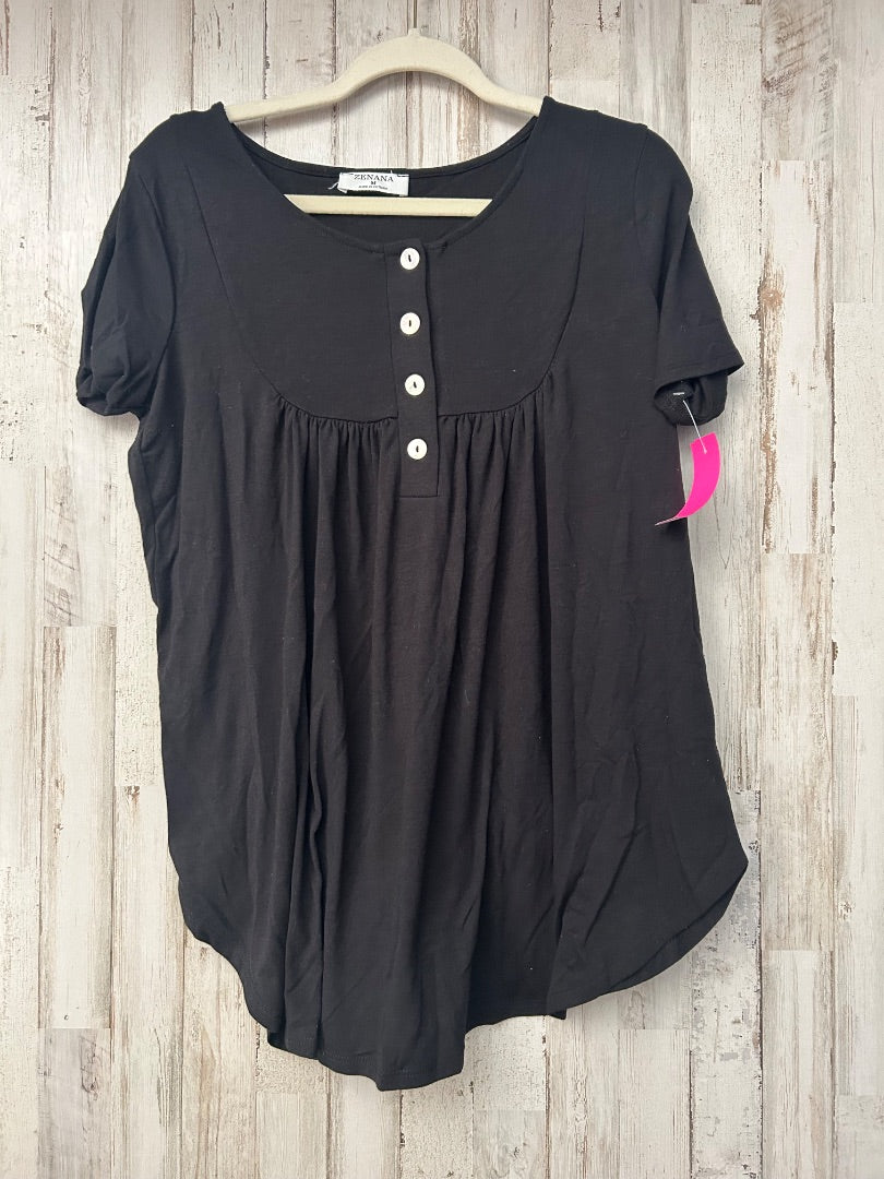 BLACK ZENANA BUTTON TOPP, LADIES M
