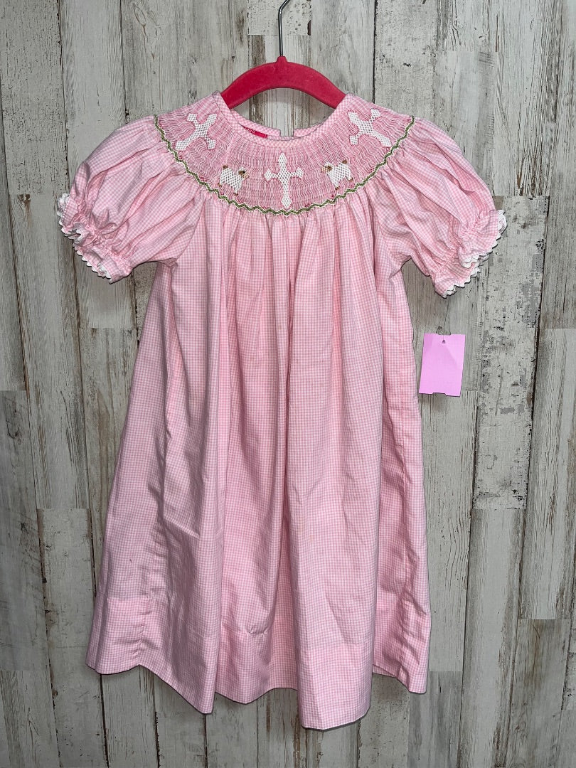 LIGHT PINK CLAIRE & CHARLIE CROSS AND LAMB SMOCKED DRESS, GIRL 2T
