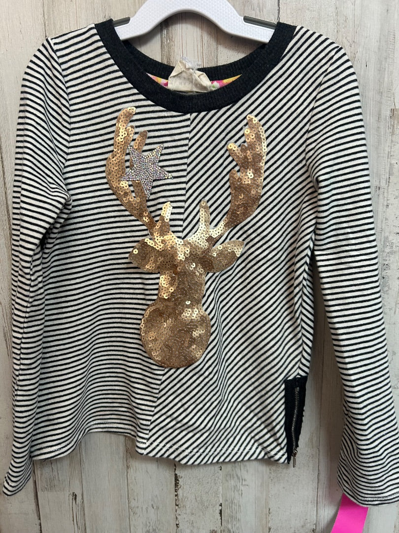 BLACK/WHITE HANNAH BANANA SEQUIN DEER TEE, GIRL 10