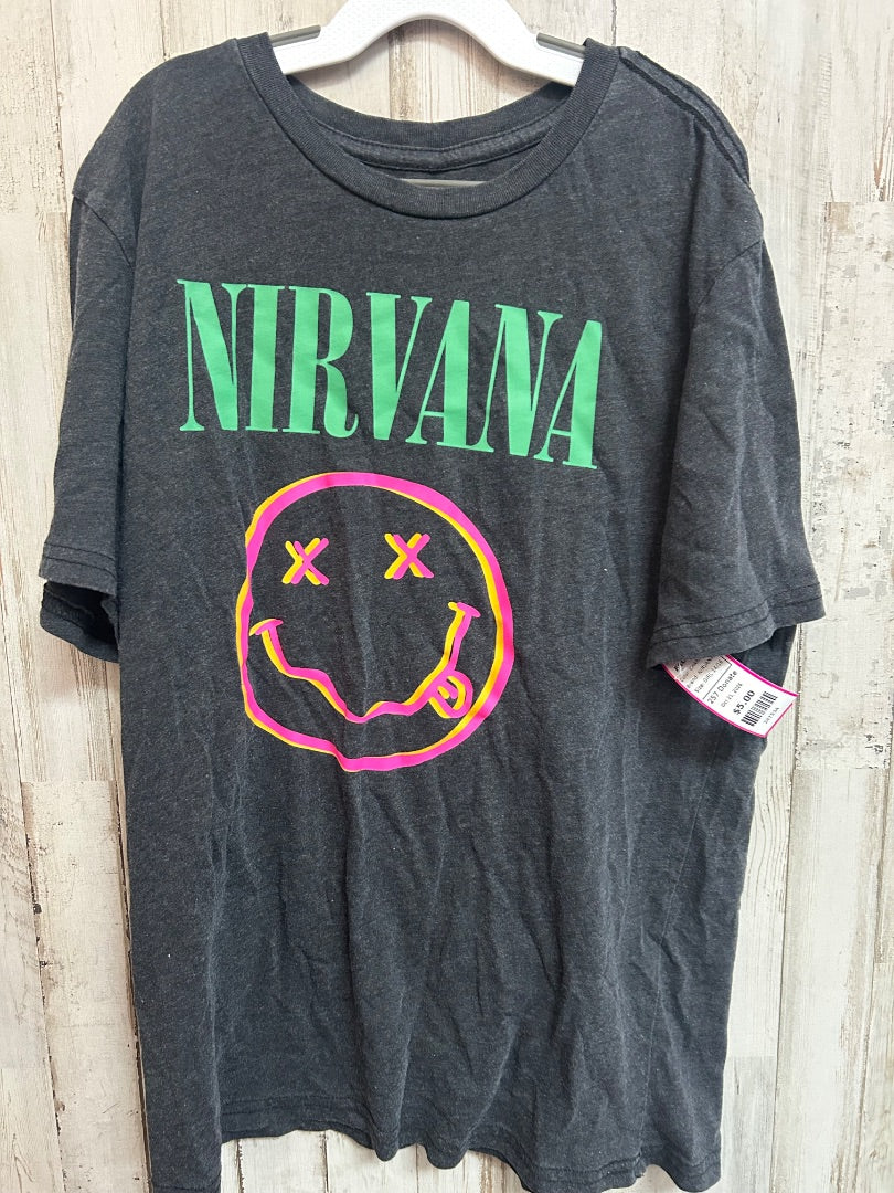 CHARCOAL NIRVANA FACE TEE, GIRL 14/16