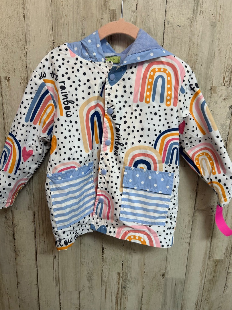 WHITE/BLUE MILLIE LOVES JAY RAINBOW RAIN JACKET, GIRLS 2T