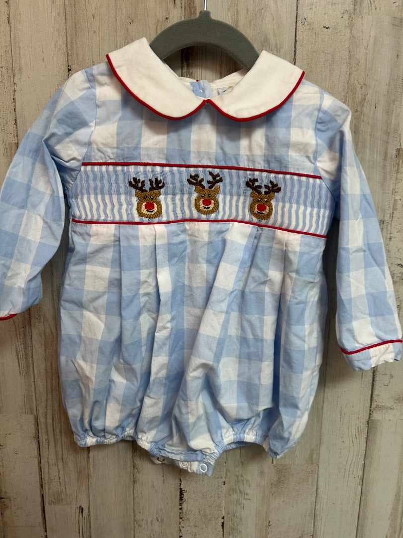 BLUE BUSY BEE SMOCKS REINDEER BUBBLE, BOYS 2T