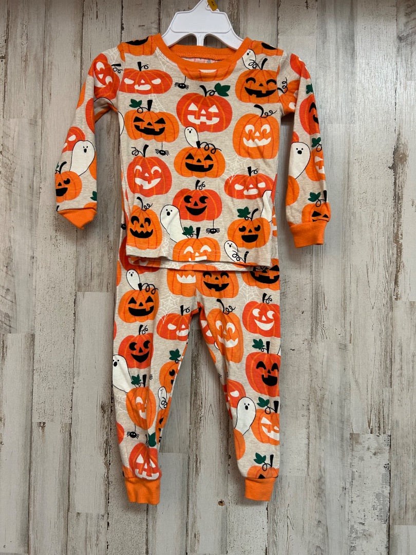 ORANGE/BEIGE CHILDRENS PLACE PUMPKIN 2PC PJ SET, BOYS 2T