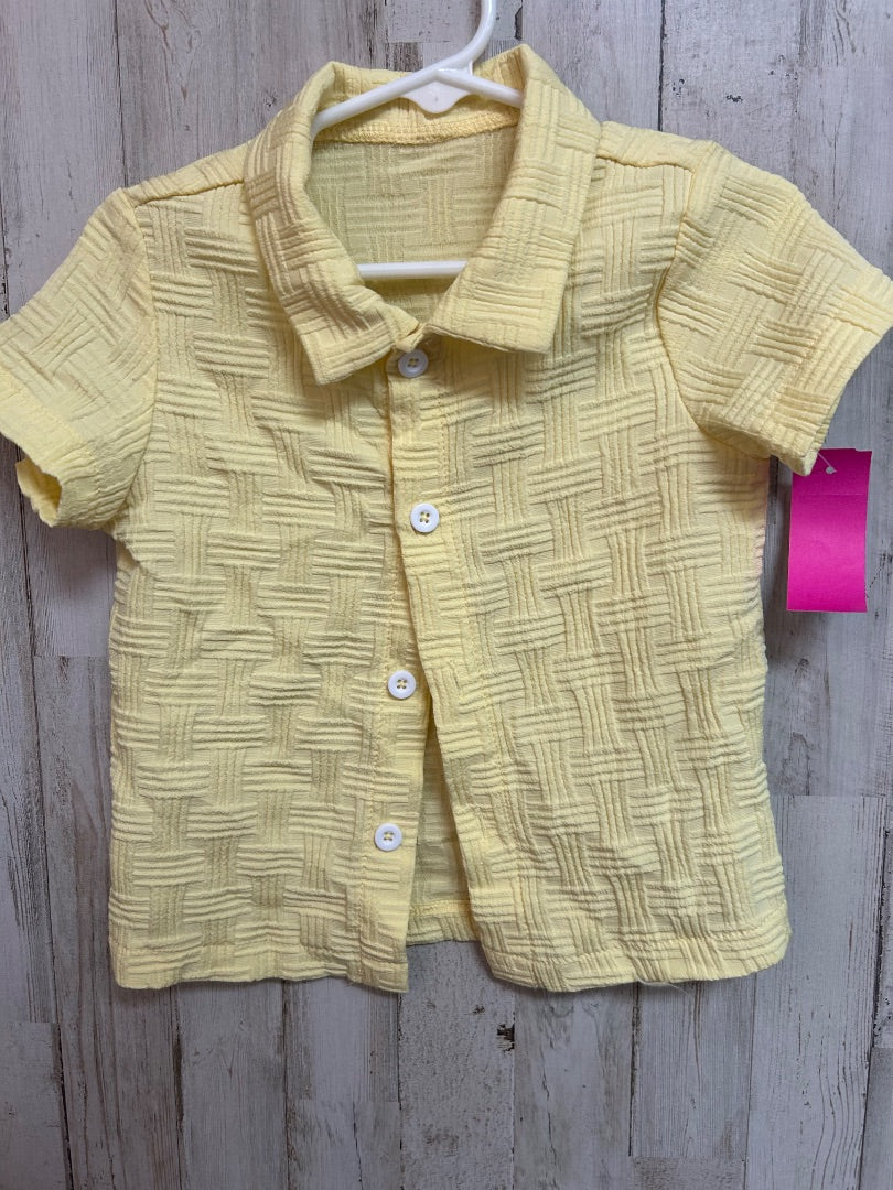 YELLOW SHEIN TEXTURE BUTTON UP, BOYS 2/3T