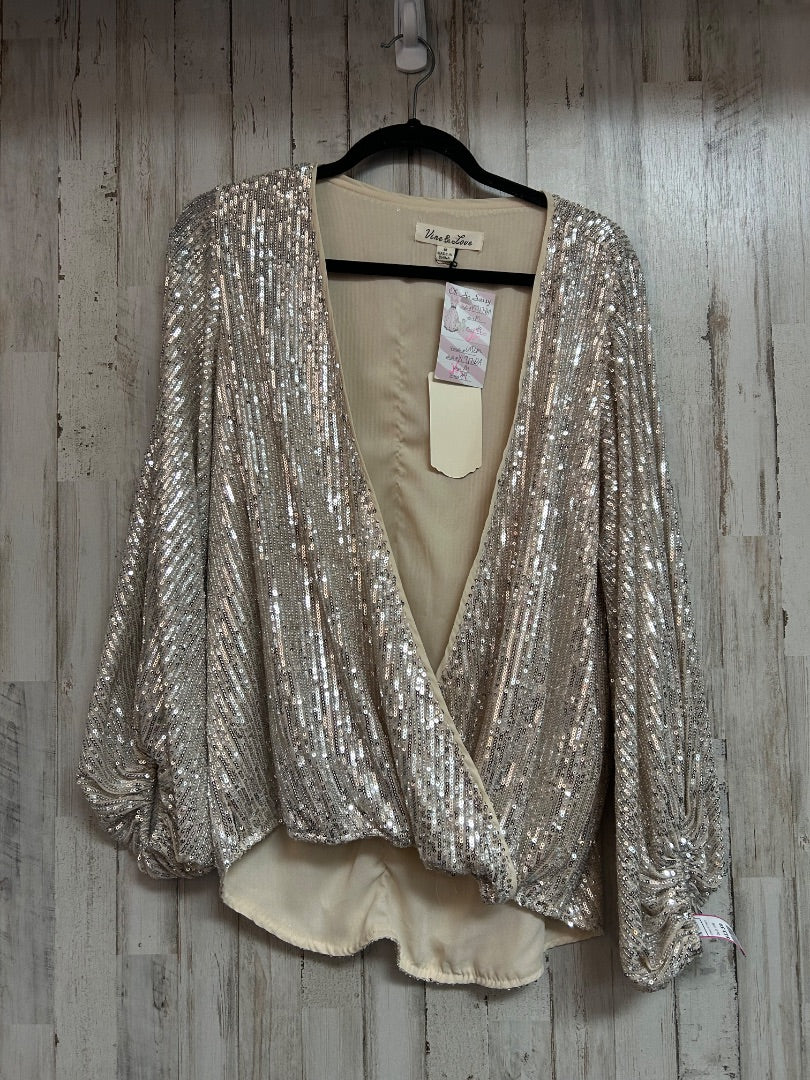 BEIGE VINE & LOVE SEQUIN TOP, LADIES M