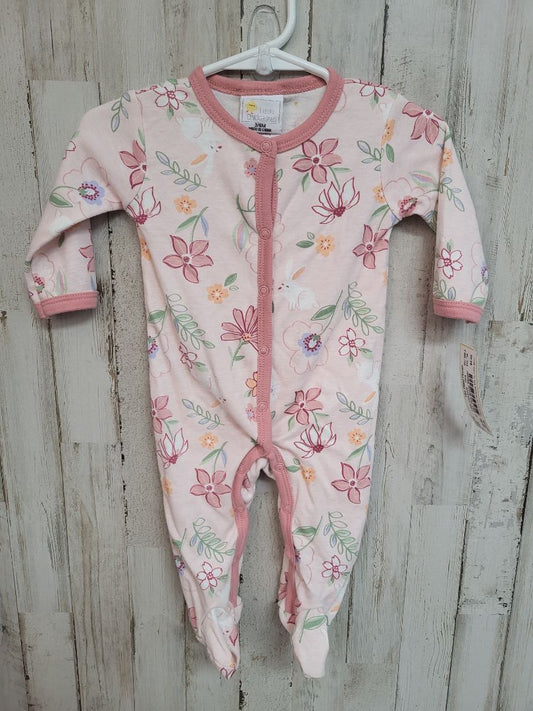 Pink Little Chickade 3/6m Pink Bunny Sleeper, Girl NB-3m