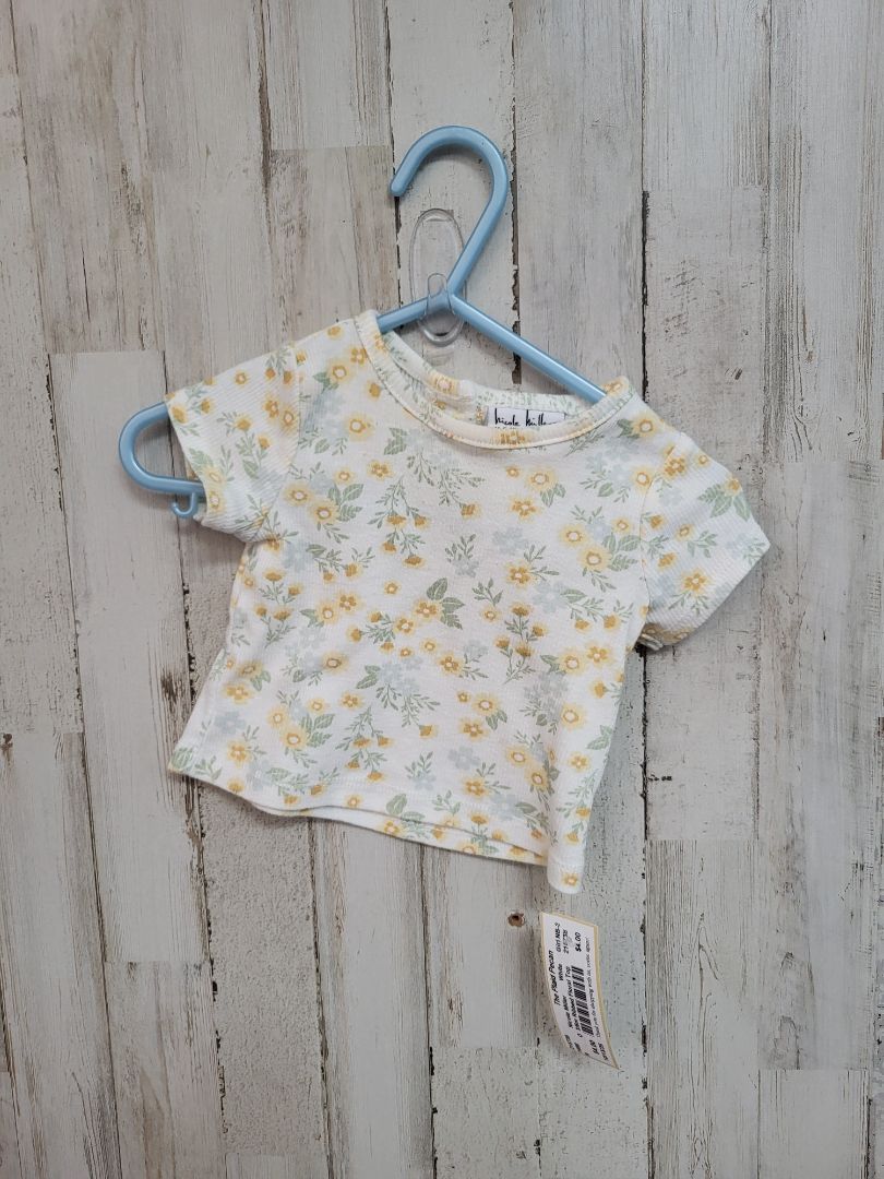 White Nicole Miller 3/6m Ribbed Floral Top, Girl NB-3m