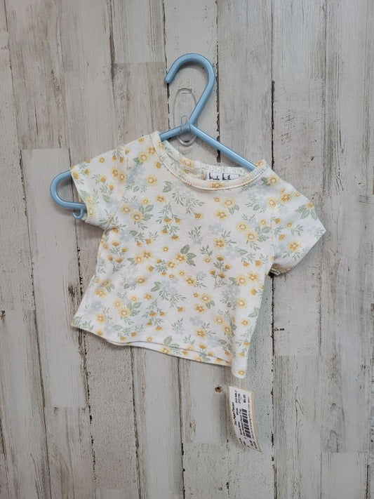 White Nicole Miller 3/6m Ribbed Floral Top, Girl NB-3m
