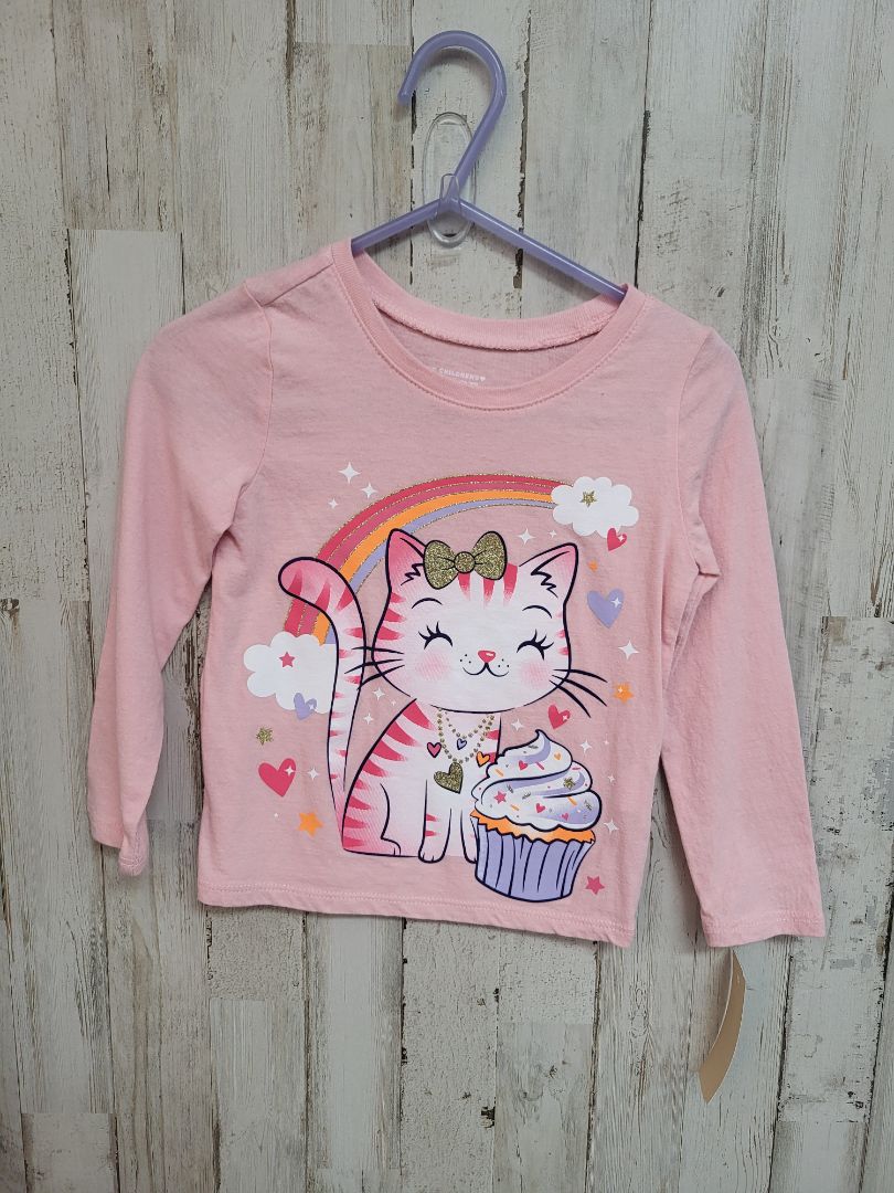 Pink Childrens Place 2t Pink Kitty Tee, Girl 2T