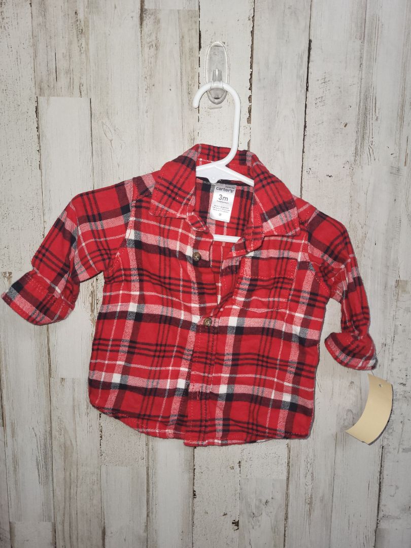 red carters red plaid button up, BOY 3M