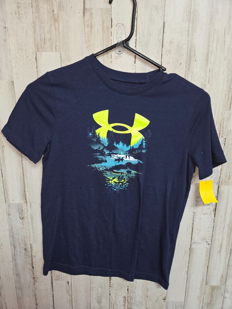 Navy Under armour Logo tee, Boy 10/12