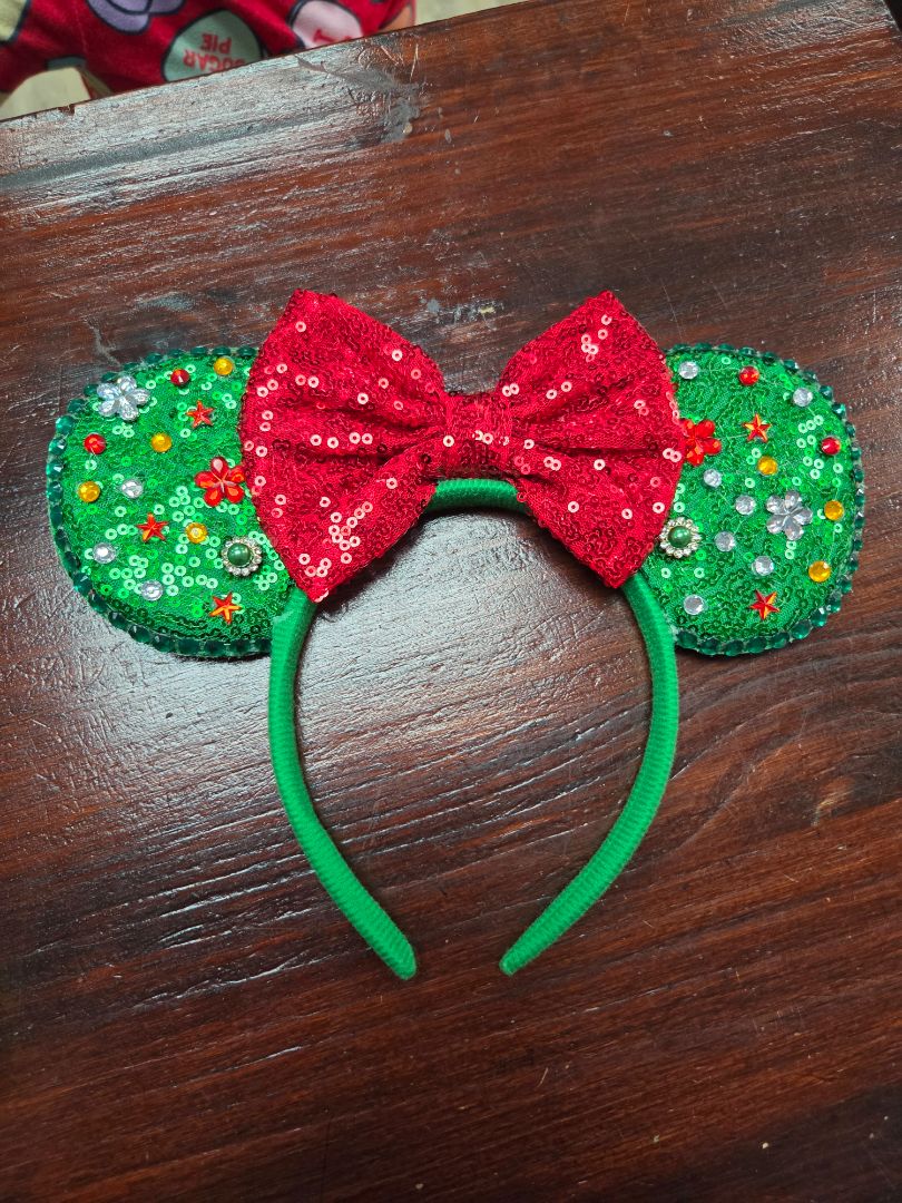 green/red  jeweled sequin minnie ears