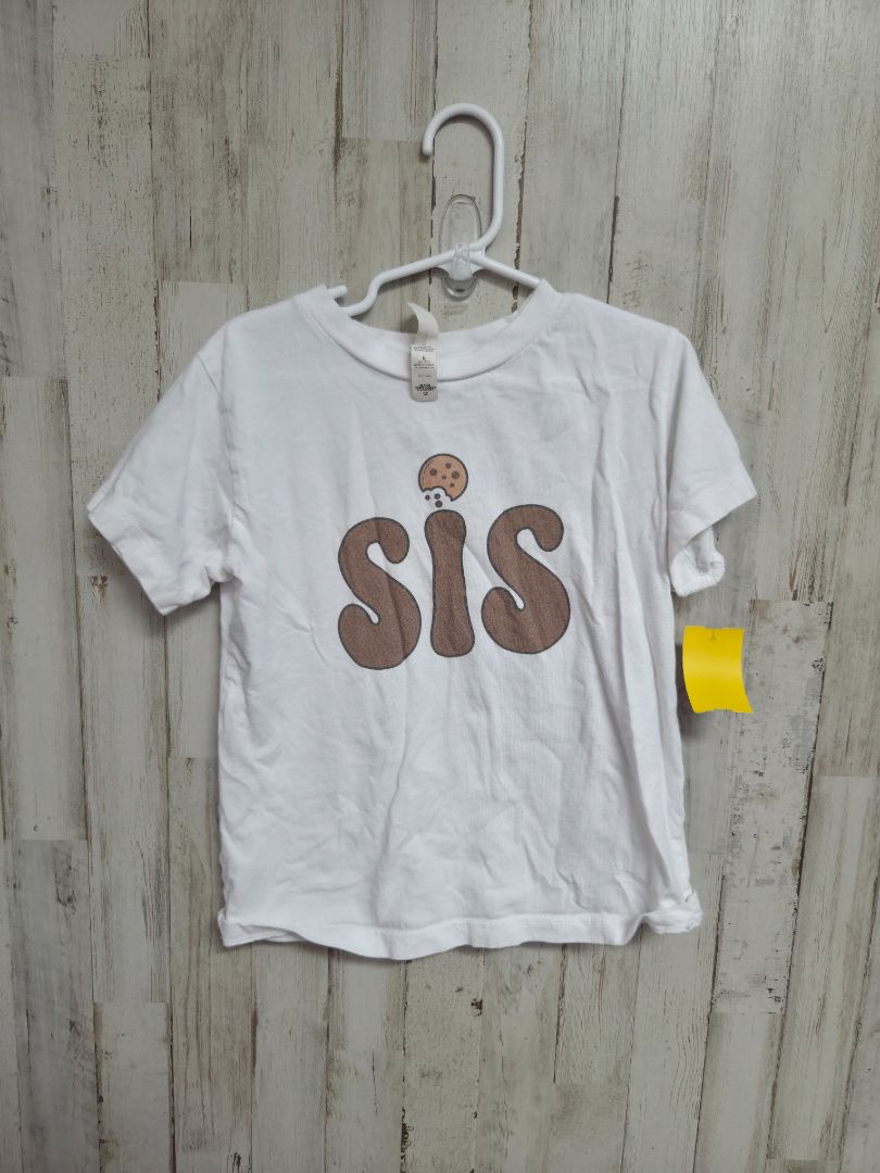 White Bella Canvas Sis cookie tee, Girl 5T