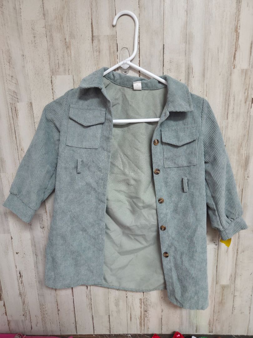 Sage Shein Ribbed button jacket, Girl 5T