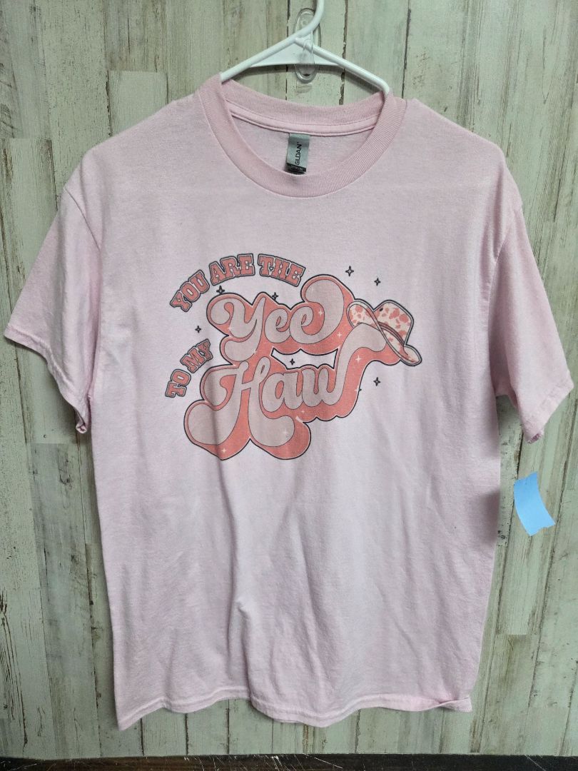 Pink Gildan Yee haw tee, Ladies M