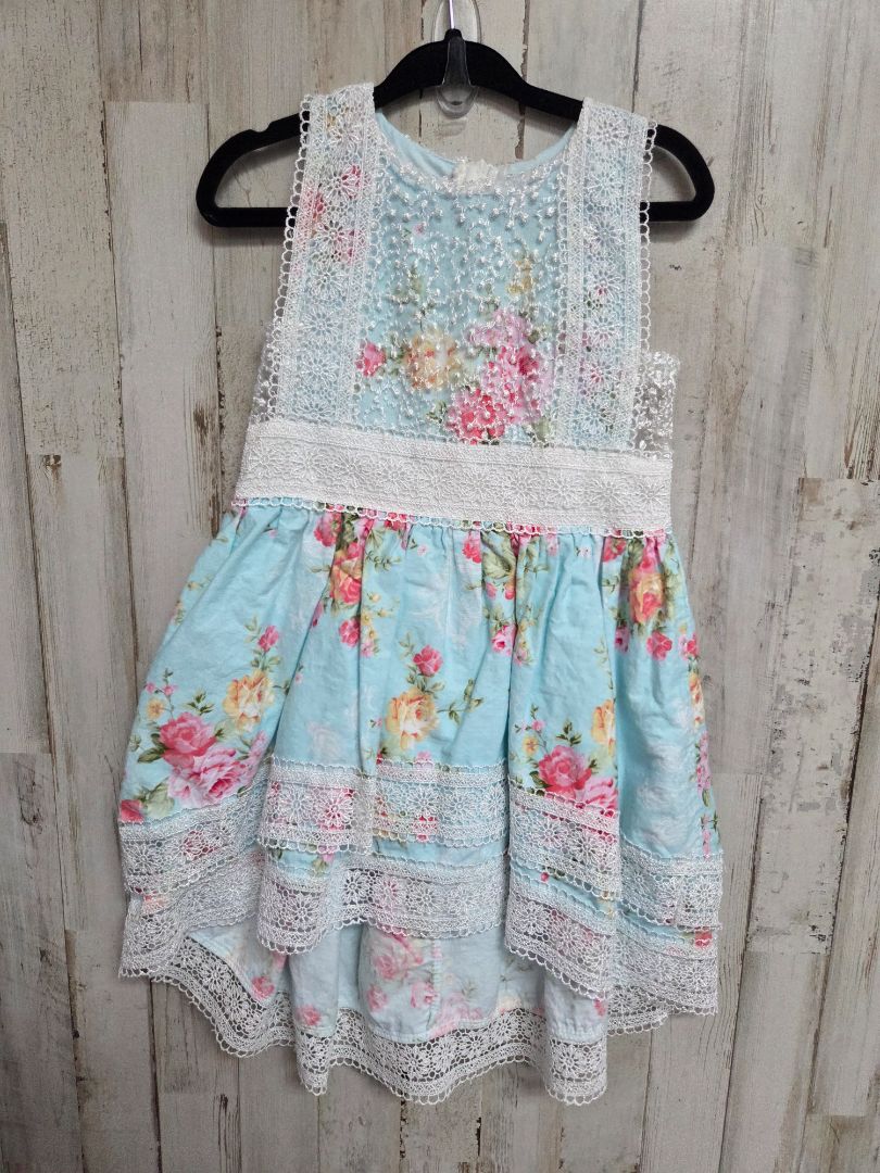 TURQUOISE TRISH SCULLY LONG FLORAL GOWN, GIRL 6/12M