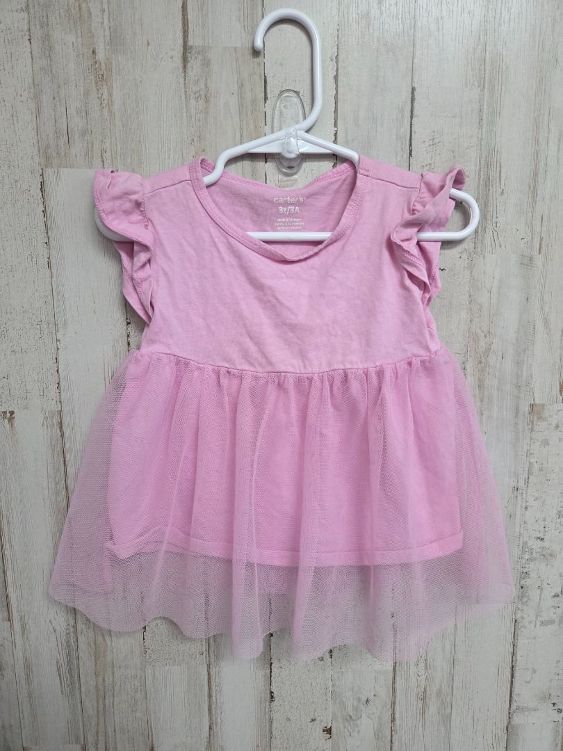 PINK CARTERS MESH PEPLUM TOP, GIRL 3T