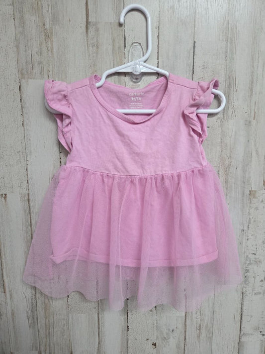 PINK CARTERS MESH PEPLUM TOP, GIRL 3T