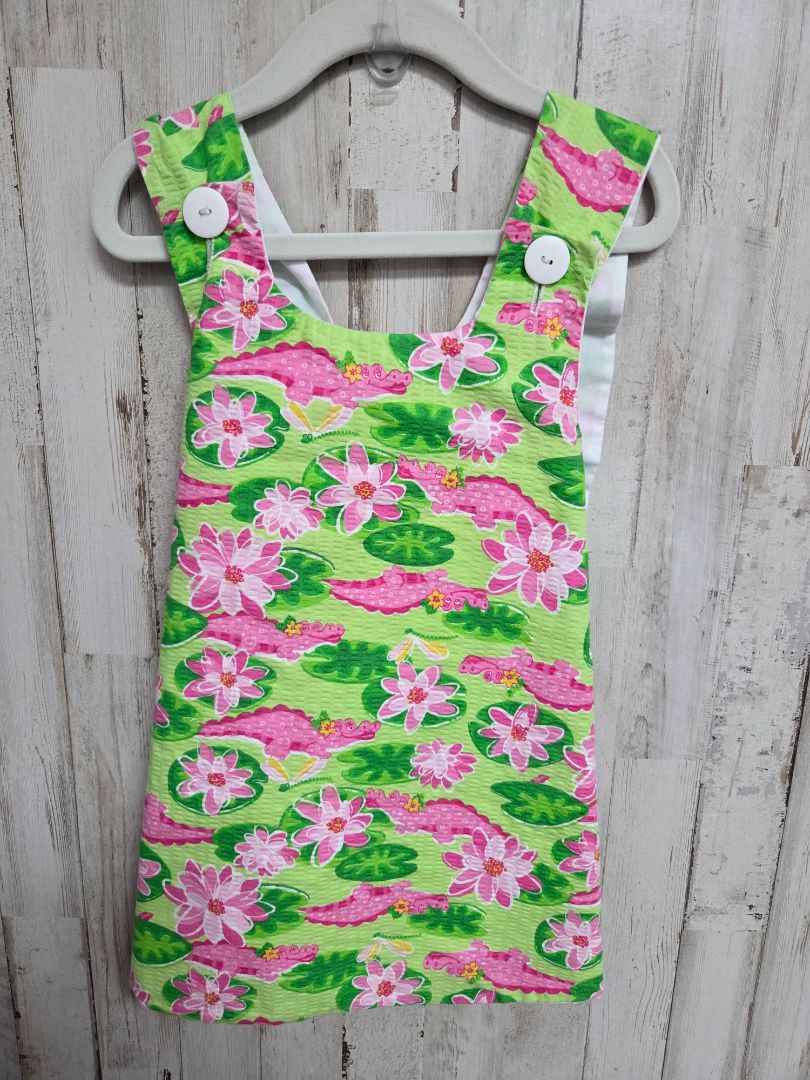 LIME/PINK TOO CUTE ALLIGATOR WRAP DRESS, GIRL 3T