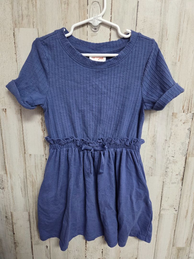 NAVY CAT & JACK RIBBED DRESS, GIRL 4T
