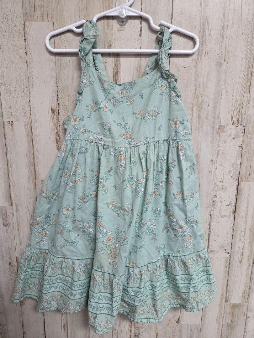 GREEN OSHKOSH FLORAL TANK DRESS, GIRL 4T