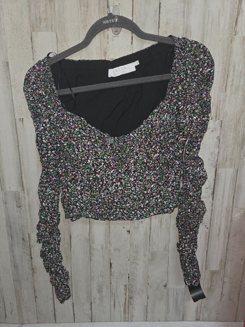 BLACK ASTR FLORAL SCRUNCH TOP, LADIES S