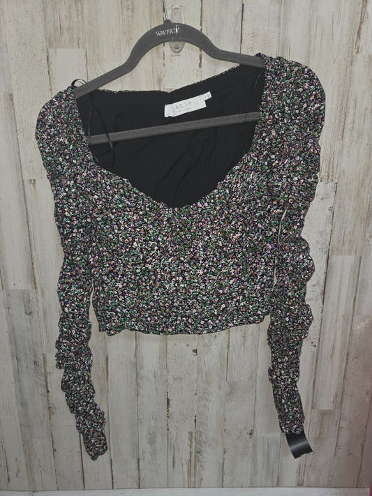 BLACK ASTR FLORAL SCRUNCH TOP, LADIES S