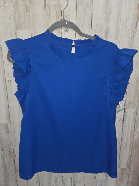 BLUE SHEIN RUFFLE SLEEVE TOP, LADIES S