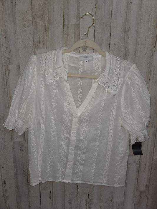 WHITE RIHOAS EYELIT BUTTON TOP, LADIES M