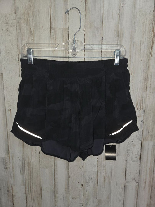 BLACK LULULEMON SZ10 TALL CAMO SHORTS, LADIES L