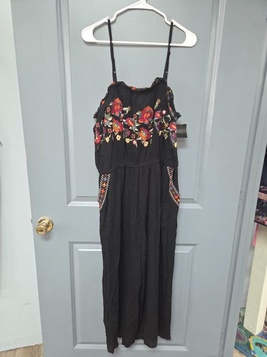 BLACK MYRA BAY MUSLIN FLORAL ROMPER, LADIES L