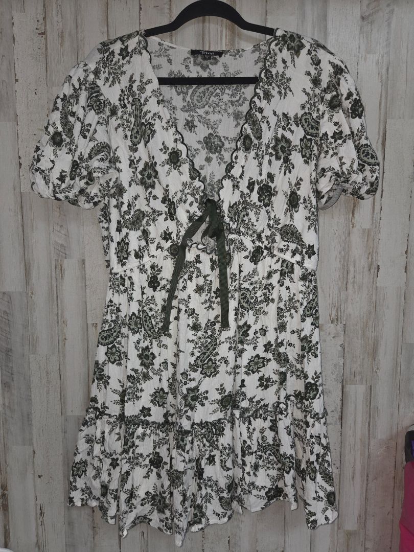 WHITE TRIXXI FLORAL BOW DRESS, LADIES XL