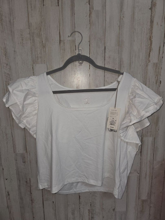 WHITE A NEW DAY RUFFLE SLEEVE TOP, LADIES XL
