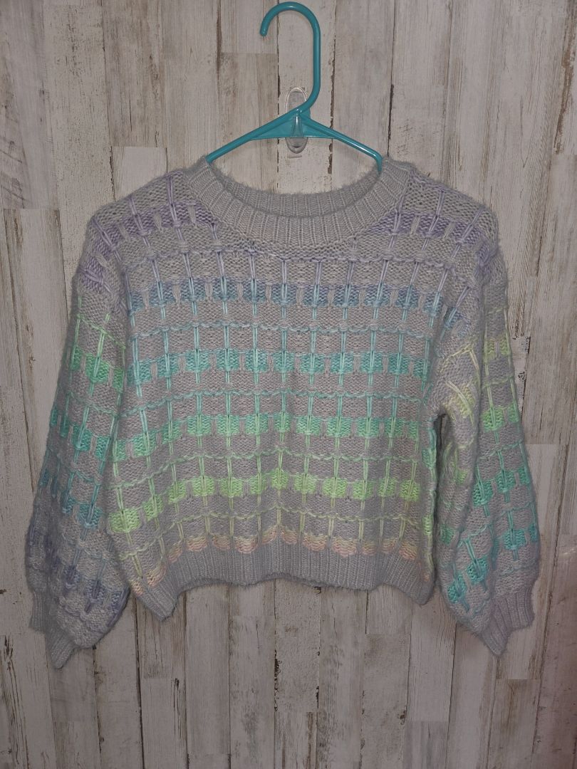 PASTEL/GREY SHOP THE MINT PLAID KNIT SWEATER, GIRL 10/12