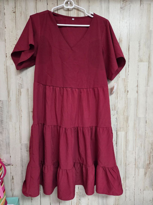 Maroon No brand Tier dress, Ladies S