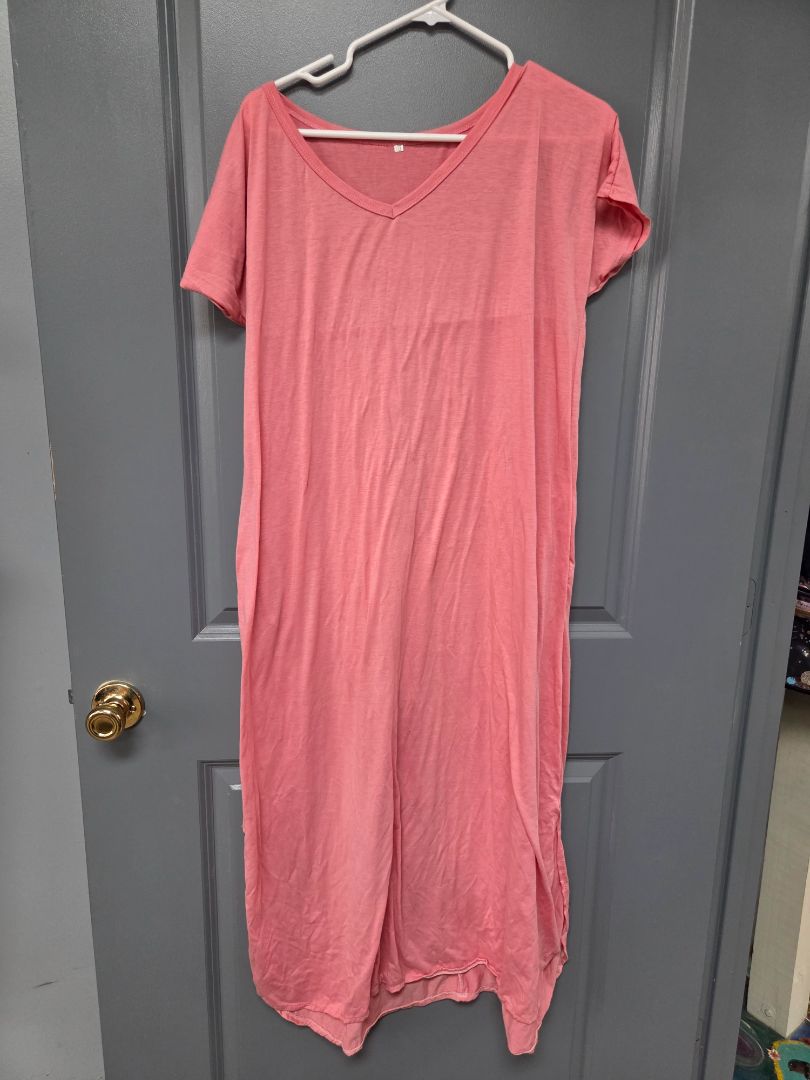 PINK  TSHIRT MAXI DRESS, LADIES 2X