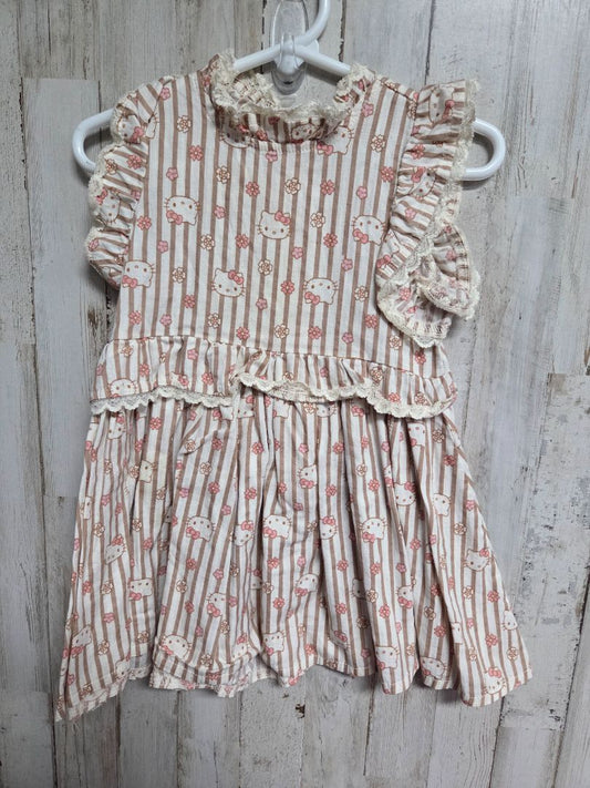 TAN HELLO KITTY STRIPED LACE DRESS, GIRL 2T