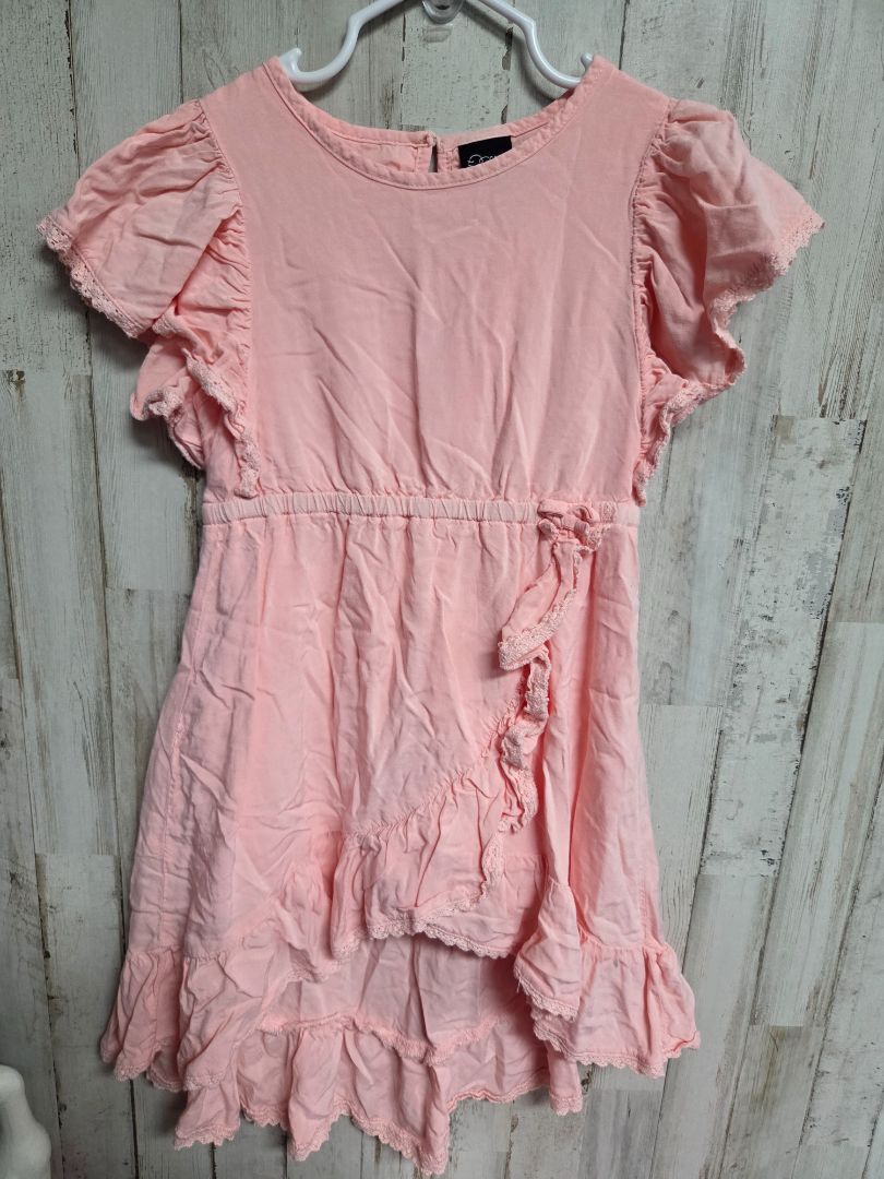 PINK ART CLASS RUFFLE DRESS, GIRL 4T