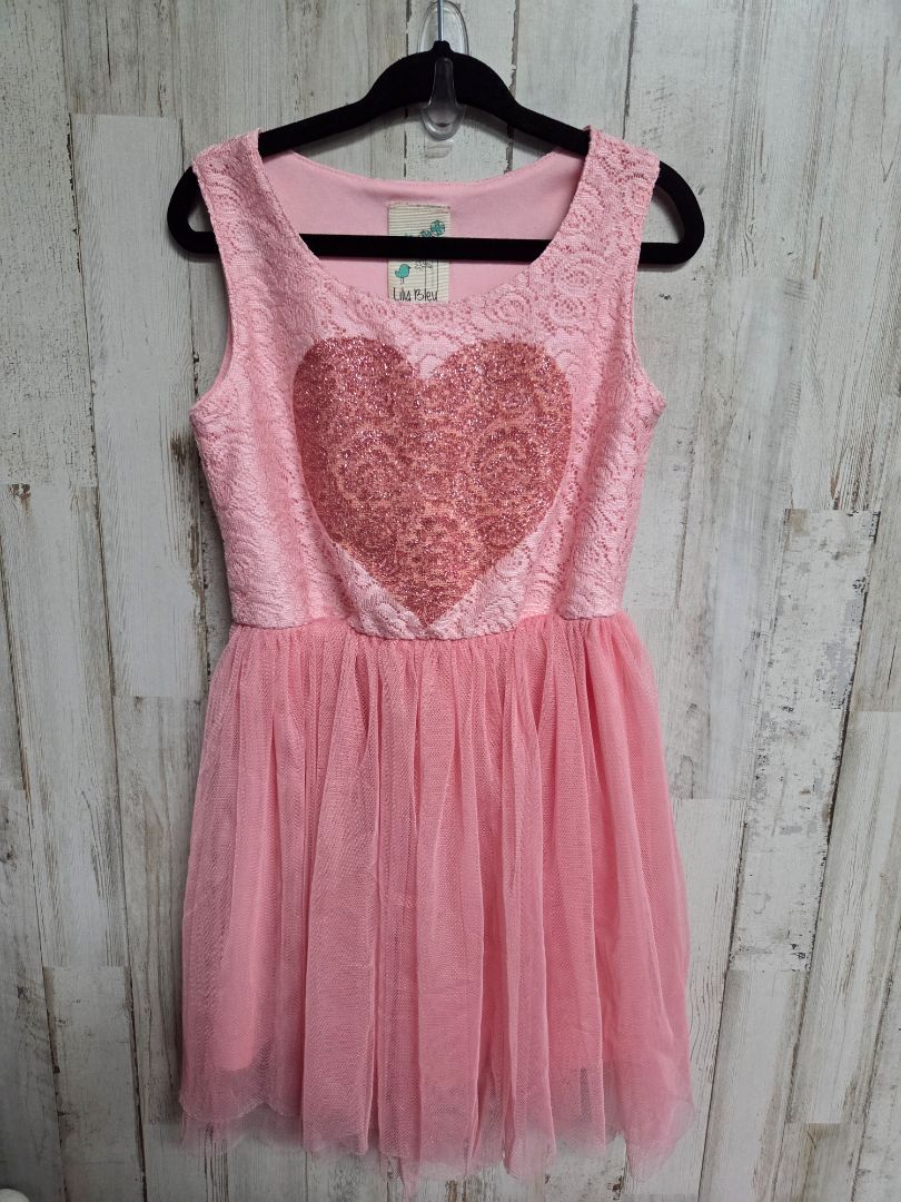 PINK LILY BLEU SPARKLE HEART DRESS, GIRL 4T