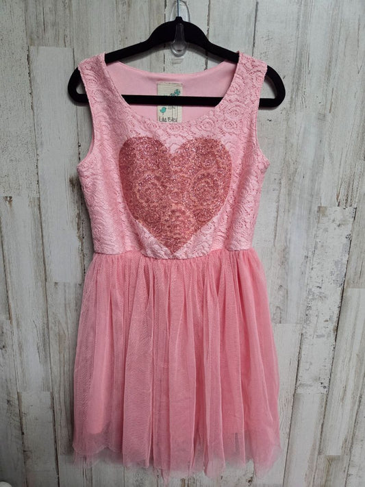 PINK LILY BLEU SPARKLE HEART DRESS, GIRL 4T