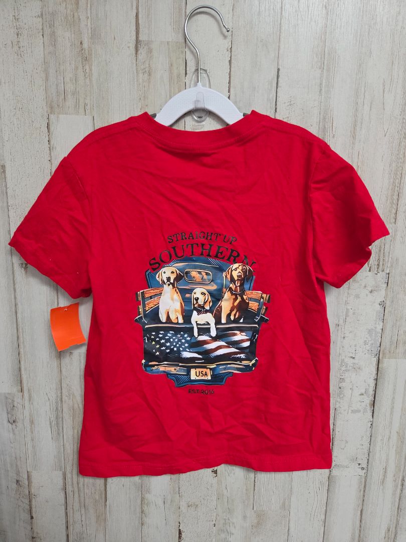 RED STRAIGHT UP SOUTHERN DOG TEE, BOYS 6