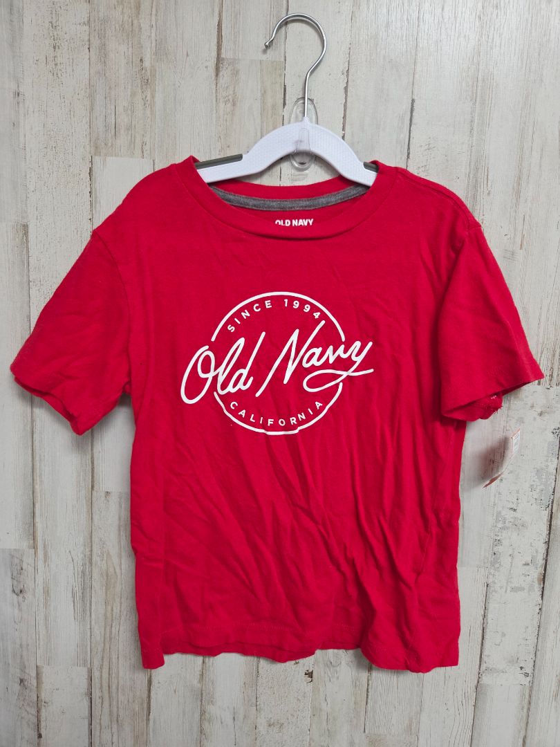 RED OLD NAVY LOGO TEE, BOYS 6/7