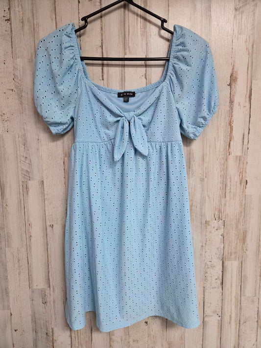 BLUE AS U WISH EYELET DRESS, Ladies XS