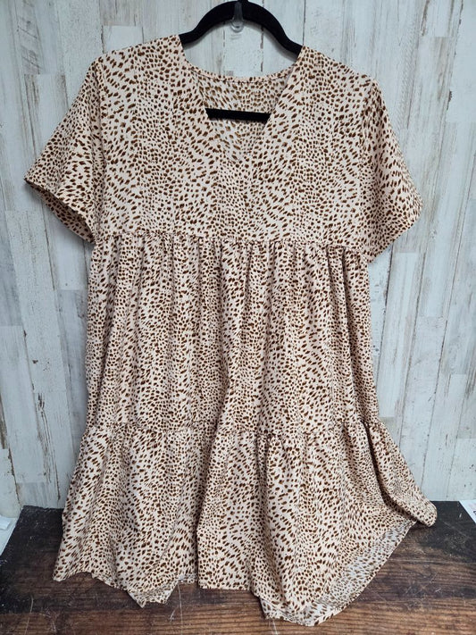 TAN  CHEETAH TIER DRESS, LADIES S