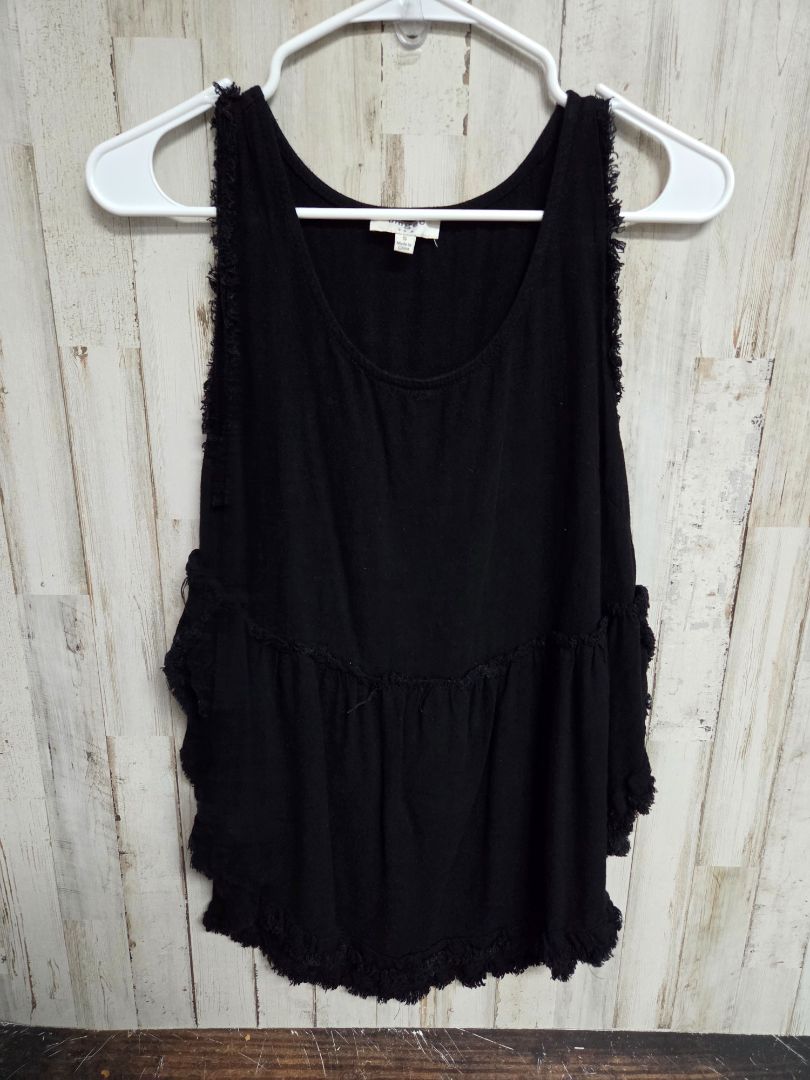 BLACK UMGEE FRAYED SIDE SPLIT TOP, LADIES S