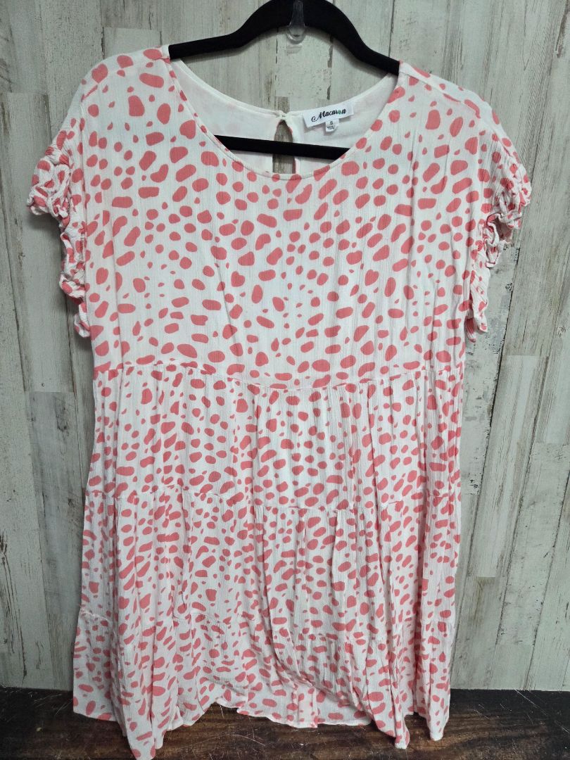 WHITE/PINK MACARON SPOTTED MUSLIN DRESS, LADIES S